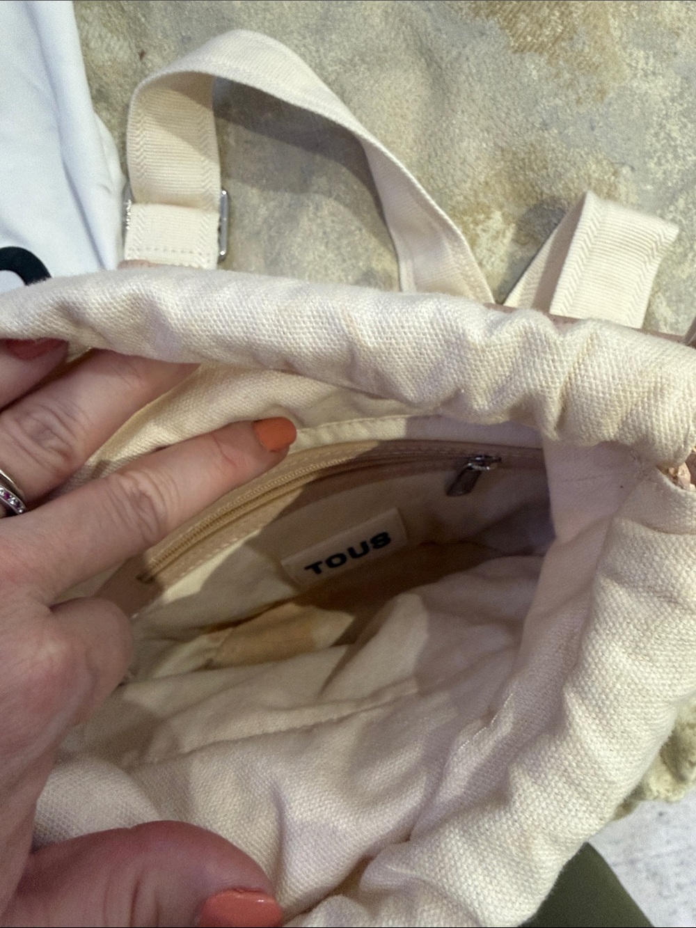 TOUS Pink Multicolor Striped Rafia Bucket Bag - Picture 5 of 8